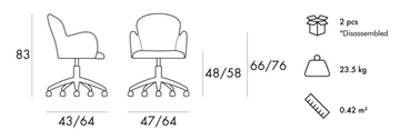 HERA 5 WAYS - Height-adjustable swivel office chair with 5-Spoke base by 5A Design - view 3